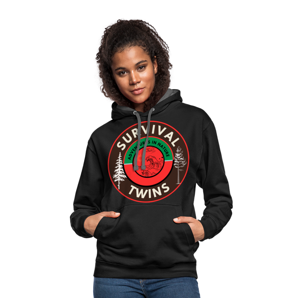 Contrast Hoodie - black/asphalt