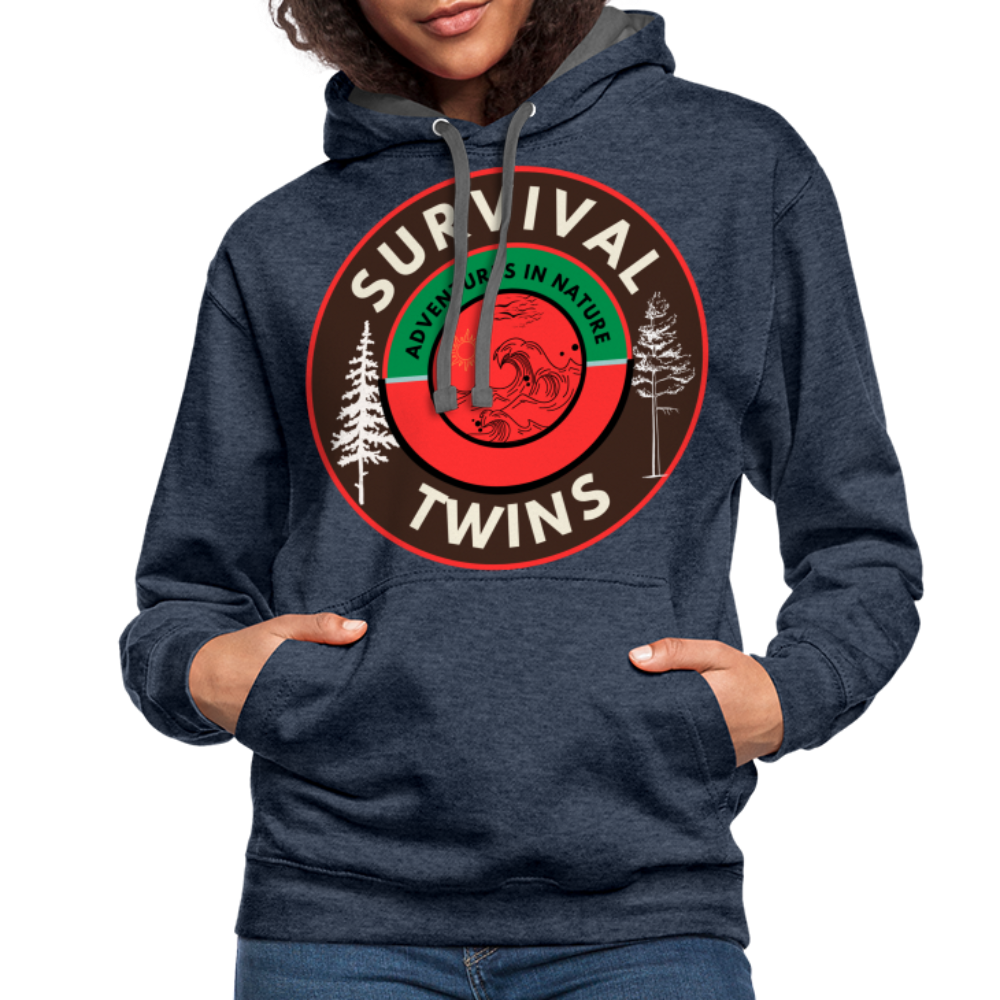 Contrast Hoodie - indigo heather/asphalt