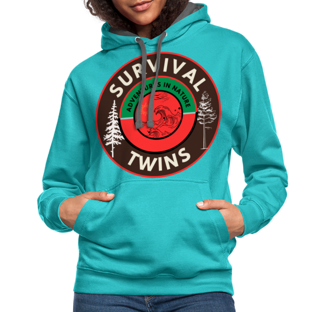 Contrast Hoodie - scuba blue/asphalt