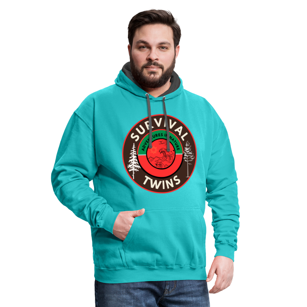 Contrast Hoodie - scuba blue/asphalt