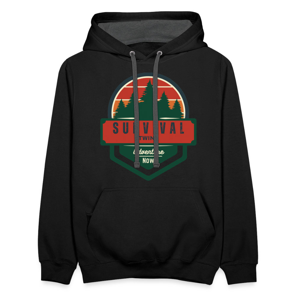 Contrast Hoodie - black/asphalt